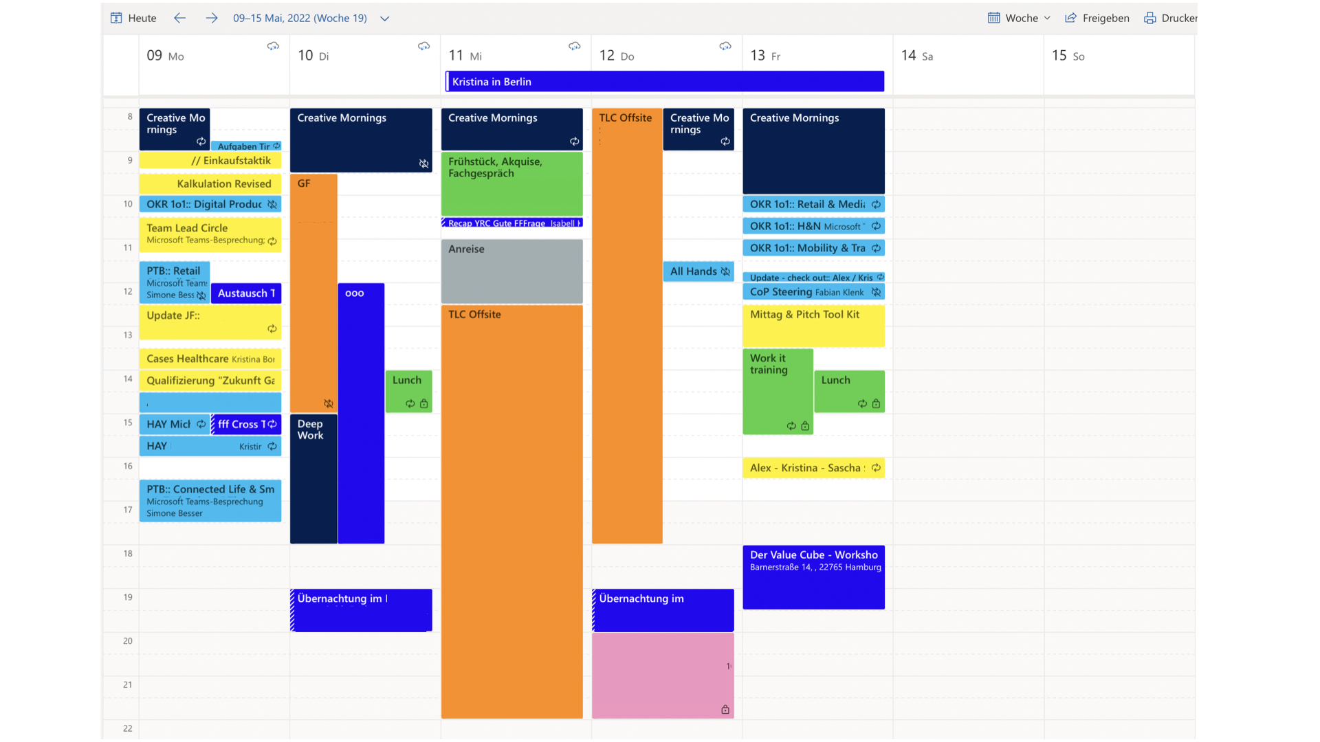 Colorful mess: An exemplary week in my calendar